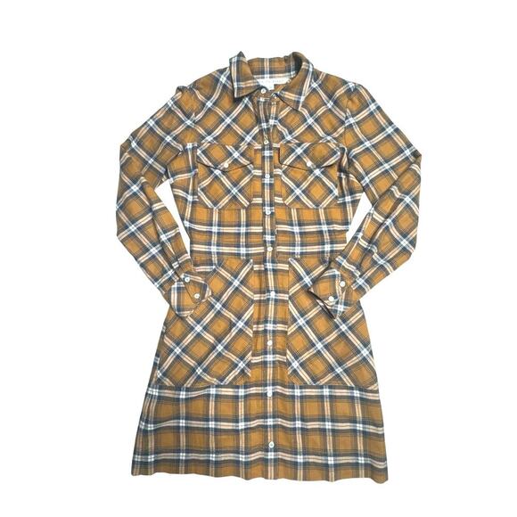 Veronica Beard Plaid Shirt Dress Size 0 Button‑Down 100% Cotton - Picture 1 of 8